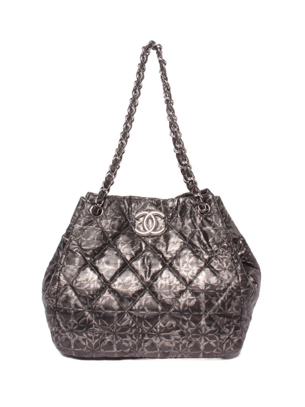 Chanel Chain Tote Shoulder Bag Silver
